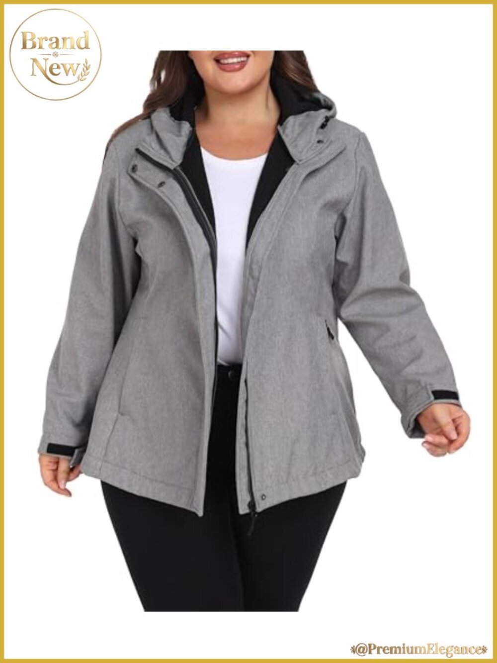 Plus Size Softshell Jacket Hooded Fleece Lined Windbreaker